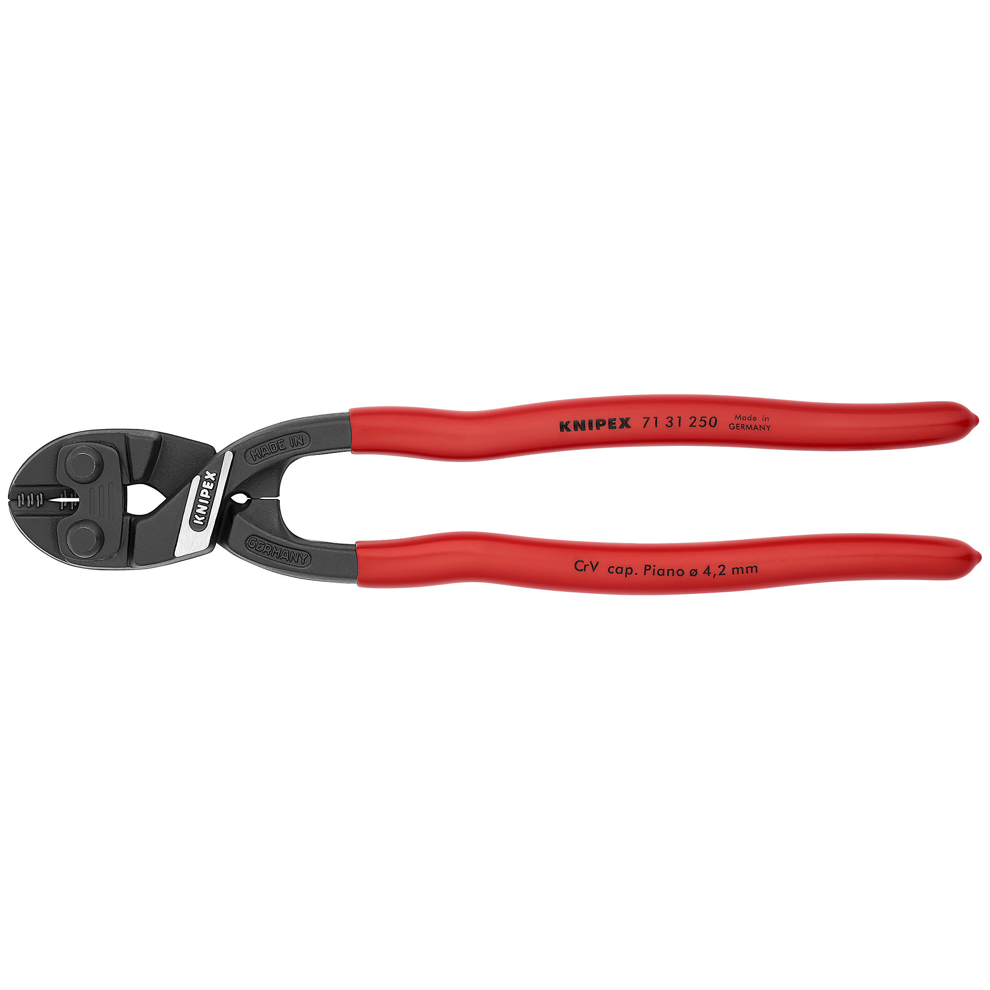 KNIPEX CoBolt HL XL Bolt Cutters - 10in., Notched Blade, 0.38in. Jaw Opening, 0.25in. Cutting Capacity, Model# 71 31 250